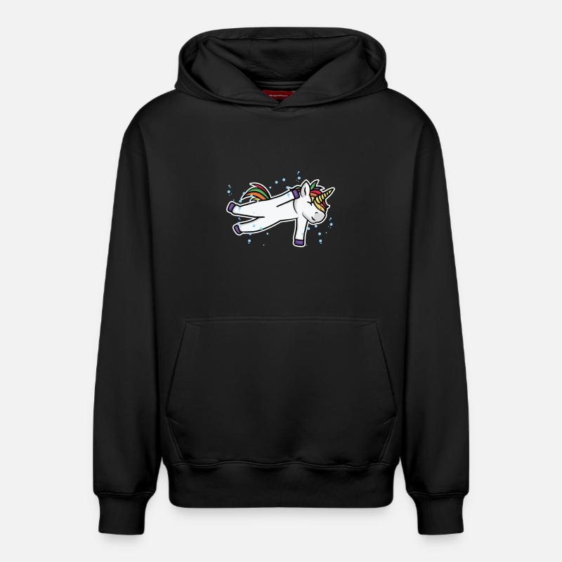 Licorne nageuse - Sweat à capuche unisexe décontracté en coton biologique – de SPREAD - noir