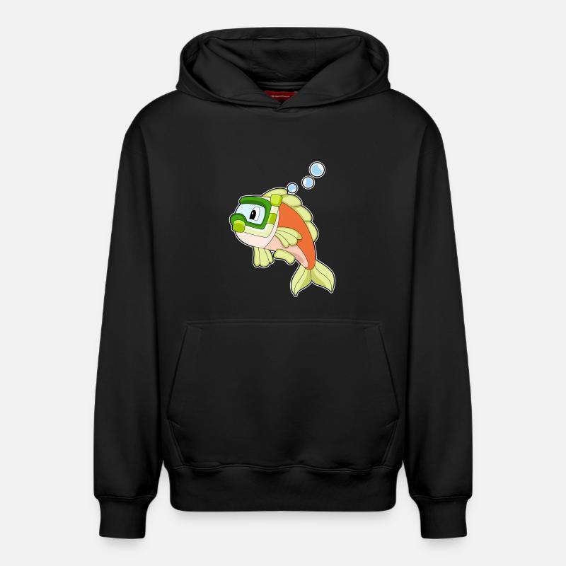 Poisson Natation Snorkel - Sweat à capuche unisexe décontracté en coton biologique – de SPREAD - noir