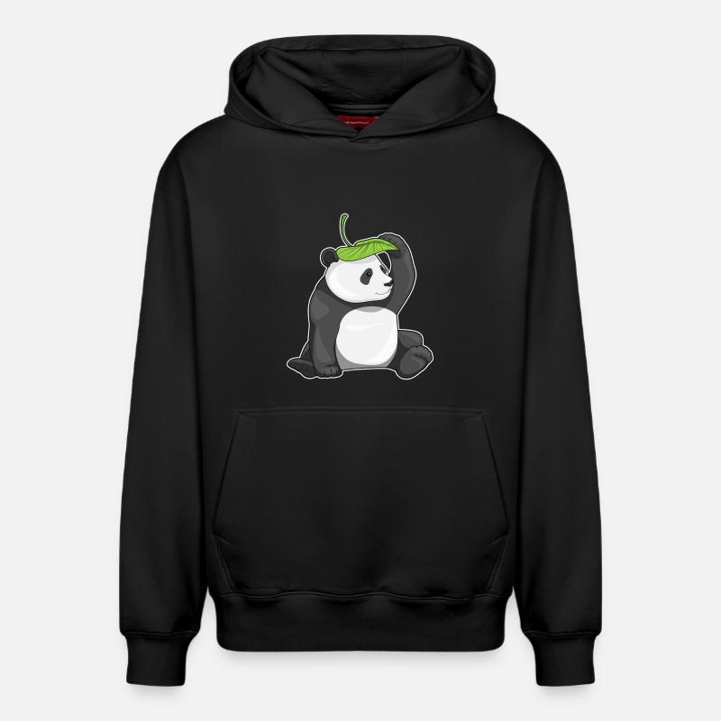 Panda Leaf - Sweat à capuche unisexe décontracté en coton biologique – de SPREAD - noir
