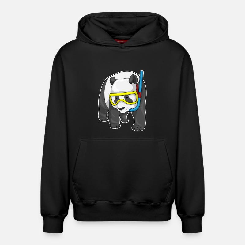Panda Diver Snorkel - Sweat à capuche unisexe décontracté en coton biologique – de SPREAD - noir