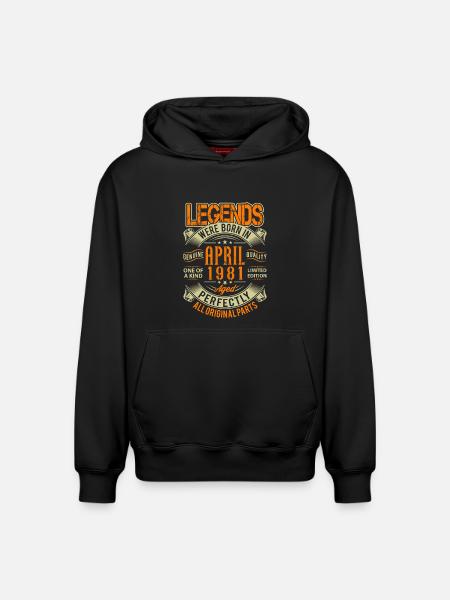 1981 April Birthday Legend - Relaxed Unisex Organic Hoodie – by SPREAD - black