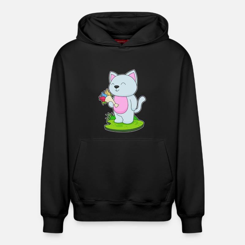 Bouquet de chat - Sweat à capuche unisexe décontracté en coton biologique – de SPREAD - noir
