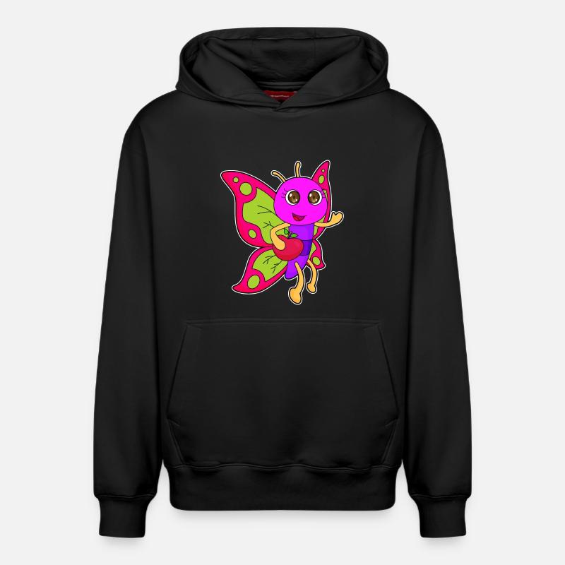 Butterfly Apple Fruit - Sweat à capuche unisexe décontracté en coton biologique – de SPREAD - noir