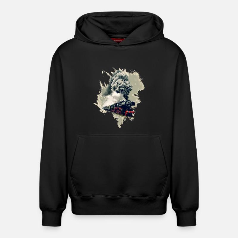 Ancienne locomotive à vapeur - Sweat à capuche unisexe décontracté en coton biologique – de SPREAD - noir