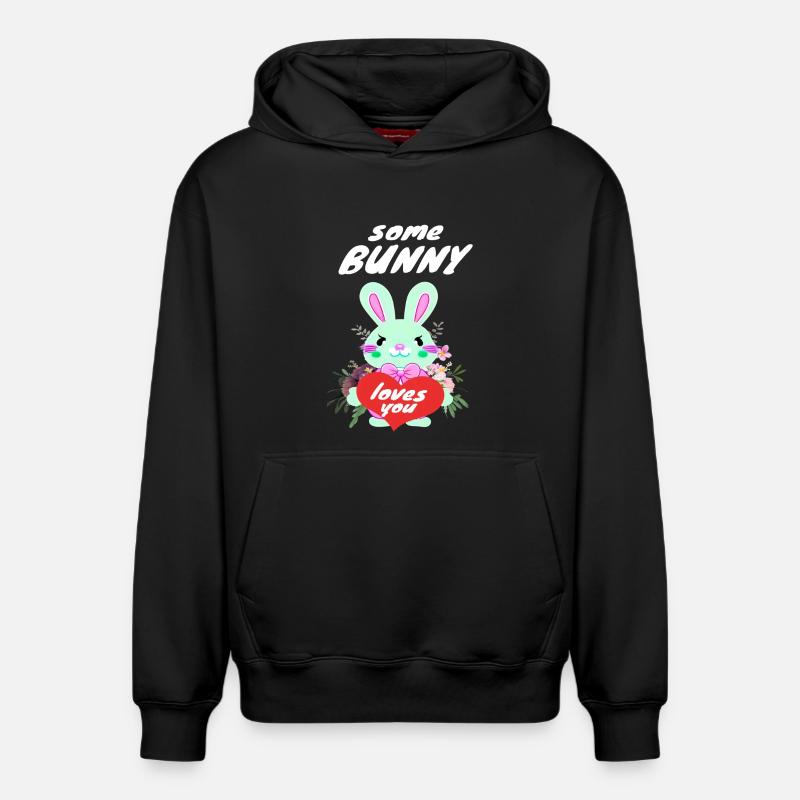 Mignon lapin de Pâques amoureux - Sweat à capuche unisexe décontracté en coton biologique – de SPREAD - noir