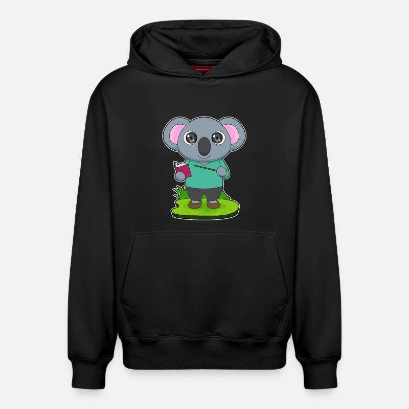 Koala Teacher Pointer - Sweat à capuche unisexe décontracté en coton biologique – de SPREAD - noir