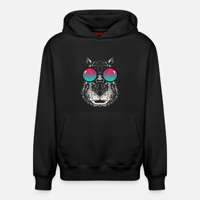 Cooles Capybara mit Sonnenbrille - Relaxed Unisex Organic Hoodie – von SPREAD - Schwarz