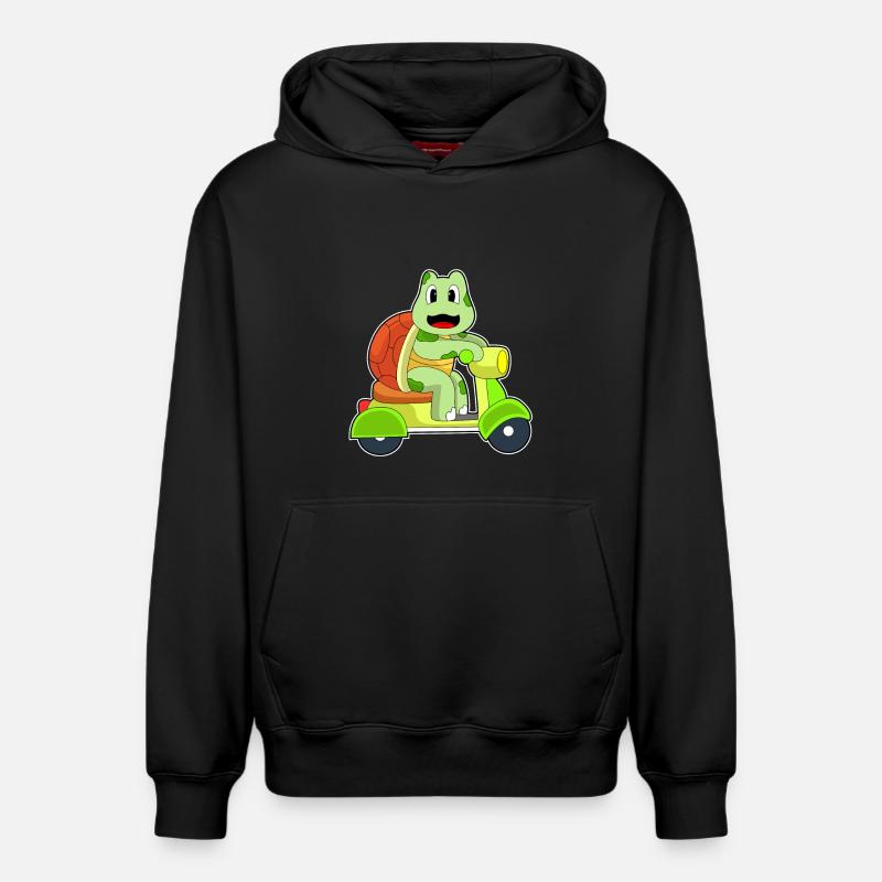 Turtle Scooter - Sweat à capuche unisexe décontracté en coton biologique – de SPREAD - noir