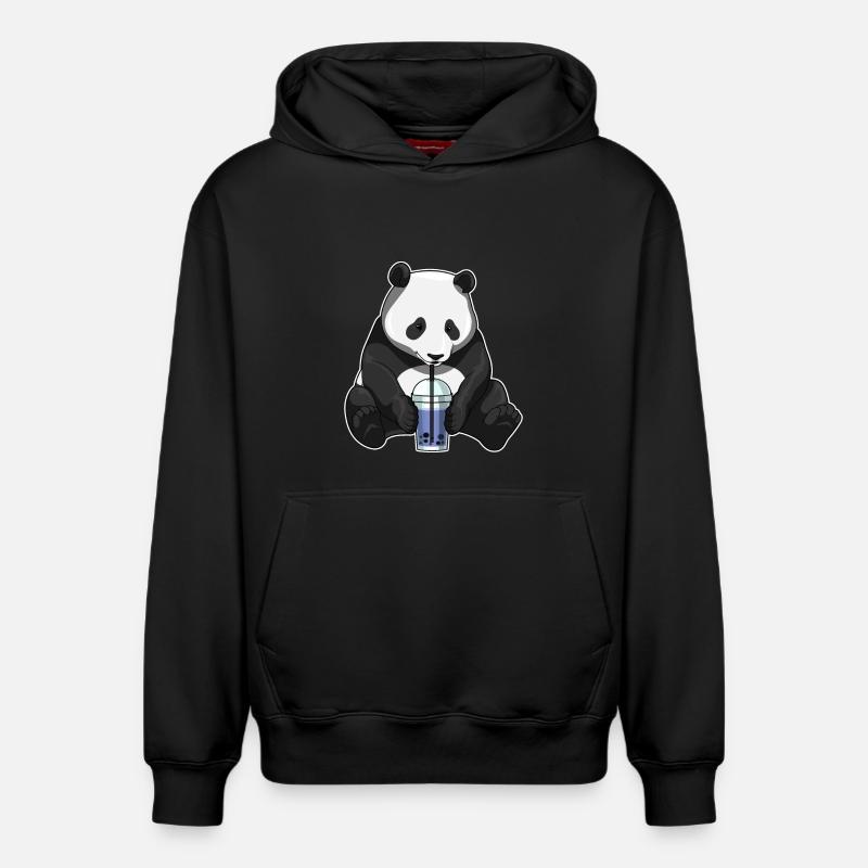 Panda Bubble Tea - Sweat à capuche unisexe décontracté en coton biologique – de SPREAD - noir