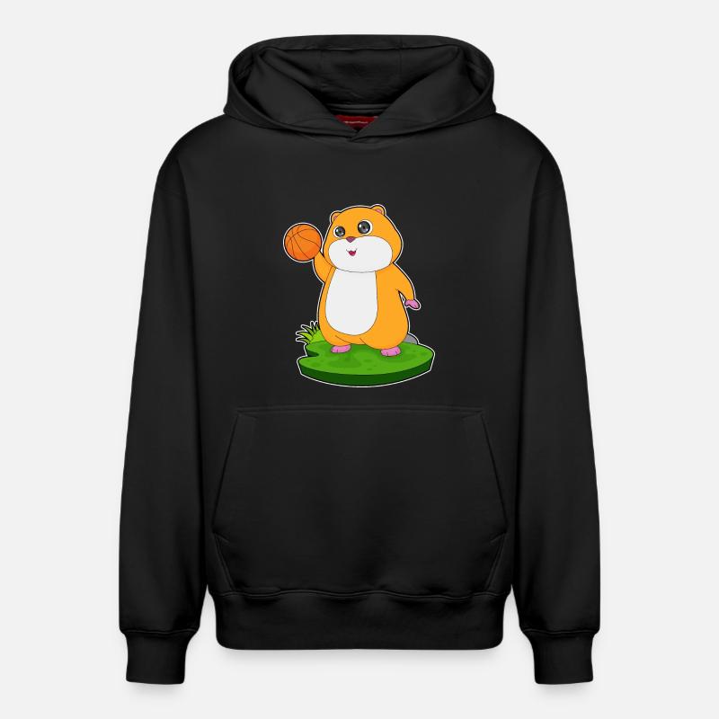 Hamster Basketteur Basketteur - Sweat à capuche unisexe décontracté en coton biologique – de SPREAD - noir