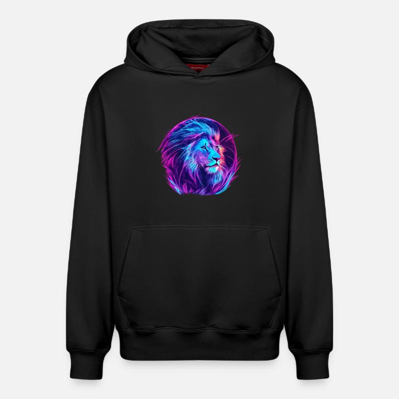 Lion Vaporwave EDM - Sweat à capuche unisexe décontracté en coton biologique – de SPREAD - noir