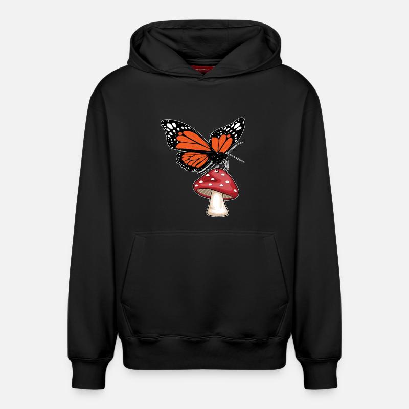 Champignon papillon - Sweat à capuche unisexe décontracté en coton biologique – de SPREAD - noir