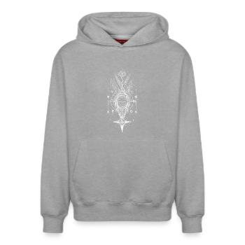 Vegvisir Wikinger Runen Kompass Symbolik Okkult - Relaxed Unisex Organic Hoodie – von SPREAD - Grau meliert - Vorne - AI Model Female 172 dark (172cm) & AI Model Male 178 light (178cm)