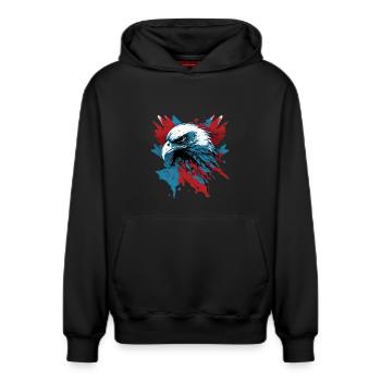 Aigle patriotique - Sweat à capuche unisexe décontracté en coton biologique – de SPREAD - noir - Devant - AI Model Female 172 light (172cm) & AI Model Male 178 dark (178cm)