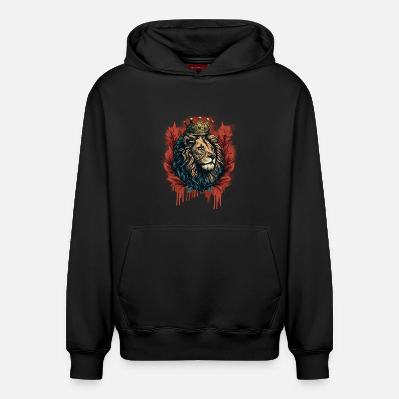 Le Roi Lion avec couronne - Sweat à capuche unisexe décontracté en coton biologique – de SPREAD - noir