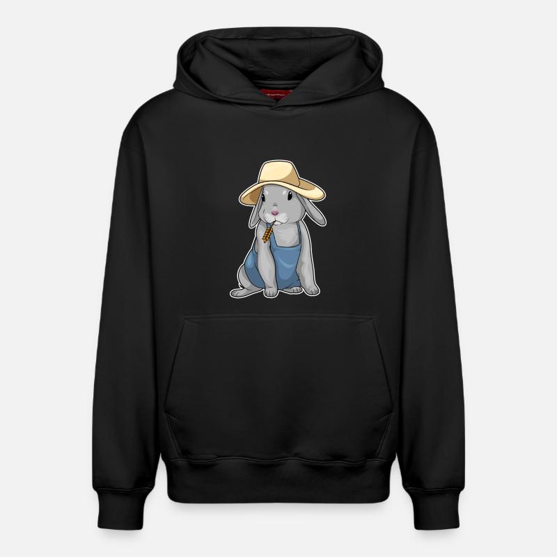 Blé éleveur de lapins - Sweat à capuche unisexe décontracté en coton biologique – de SPREAD - noir