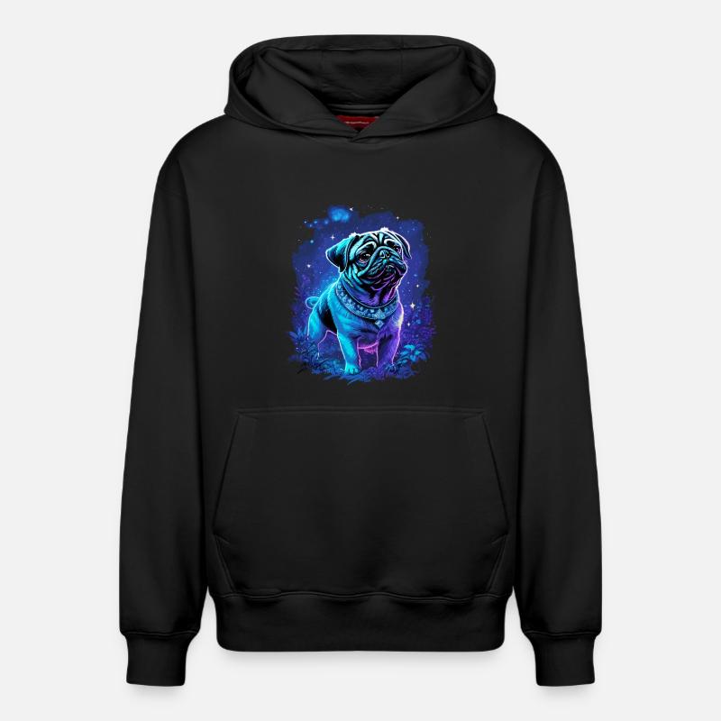 Chien carlin mignon mystique - Sweat à capuche unisexe décontracté en coton biologique – de SPREAD - noir