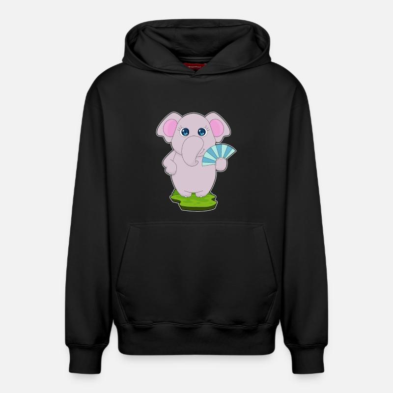 Éventail de main d’éléphant - Sweat à capuche unisexe décontracté en coton biologique – de SPREAD - noir