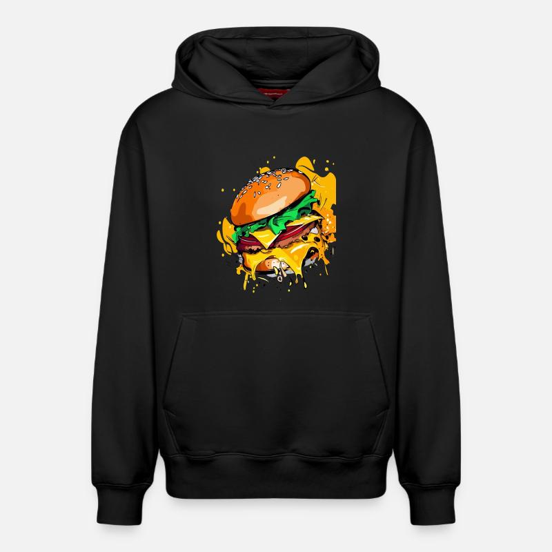 Extra Käse Burger Cheeseburge - Relaxed Unisex Organic Hoodie – von SPREAD - Schwarz