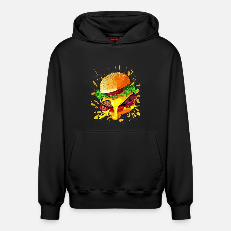 Extra Käse Burger Cheeseburger - Relaxed Unisex Organic Hoodie – von SPREAD - Schwarz