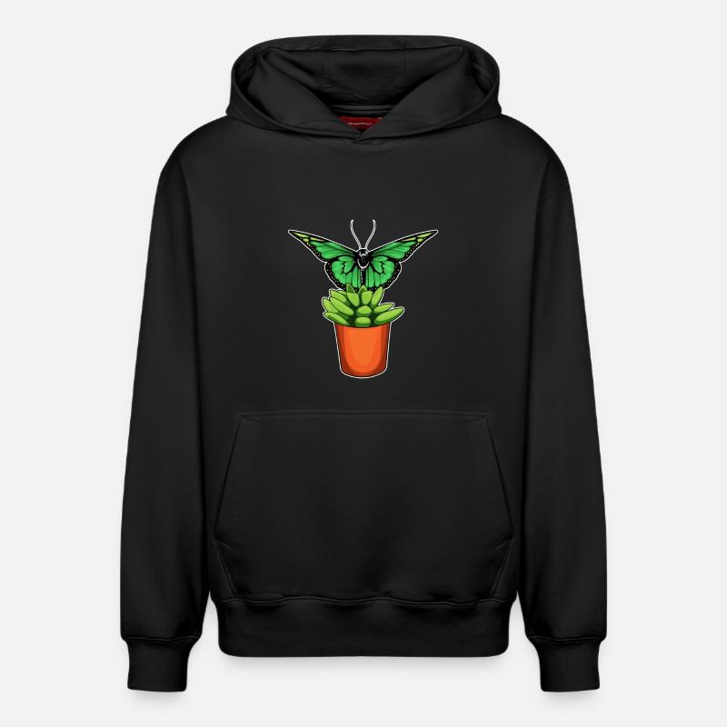 Fleur de pot de fleurs papillon - Sweat à capuche unisexe décontracté en coton biologique – de SPREAD - noir