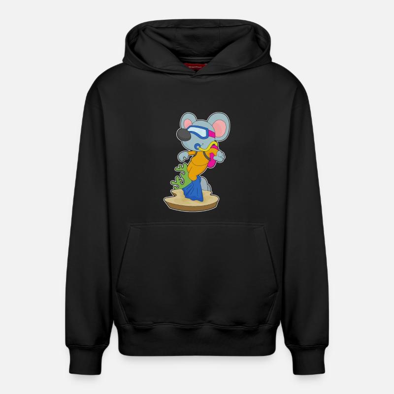 Souris Plongeur Bouteille d’oxygène Plongée - Sweat à capuche unisexe décontracté en coton biologique – de SPREAD - noir