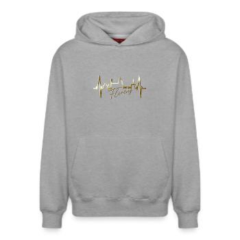 Florence Skyline Italy Heartbeat I Love Firenze - Relaxed Unisex Organic Hoodie – by SPREAD - heather grey - Front - AI Model Female 172 dark (172cm) & AI Model Male 178 light (178cm)