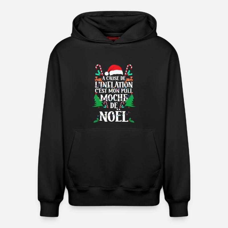 Pull Moche De Noël - Sweat à capuche unisexe décontracté en coton biologique – de SPREAD - noir