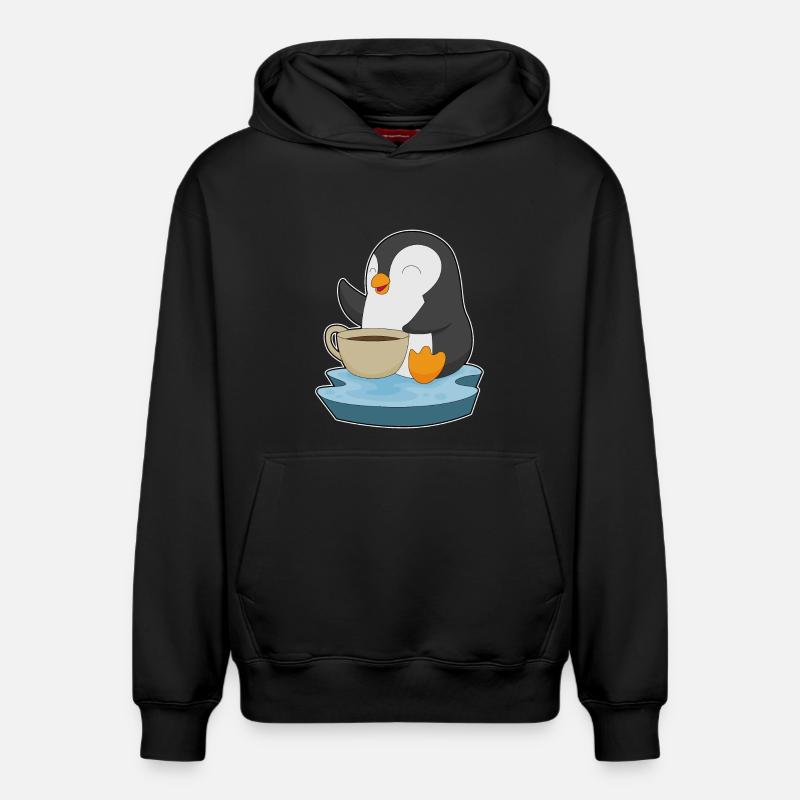 Tasse à café pingouin - Sweat à capuche unisexe décontracté en coton biologique – de SPREAD - noir