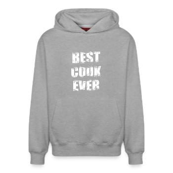 Best Chef Ever - Relaxed Unisex Organic Hoodie – by SPREAD - heather grey - Front - AI Model Female 172 dark (172cm) & AI Model Male 178 light (178cm)