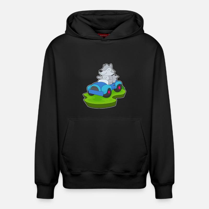 Wolf Auto - Relaxed Unisex Organic Hoodie – von SPREAD - Schwarz