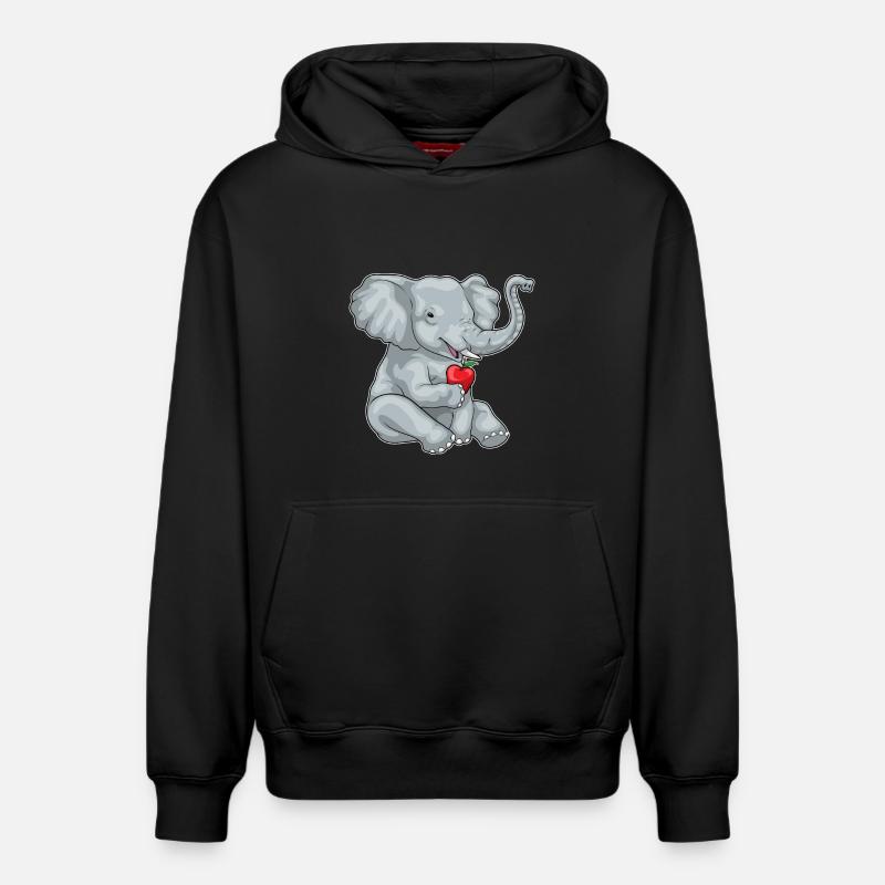 Éléphant Pomme Fruit - Sweat à capuche unisexe décontracté en coton biologique – de SPREAD - noir