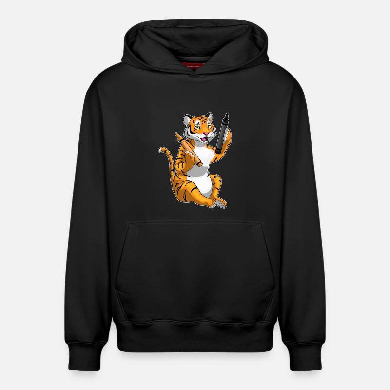 École de crayon Tiger Pupil - Sweat à capuche unisexe décontracté en coton biologique – de SPREAD - noir