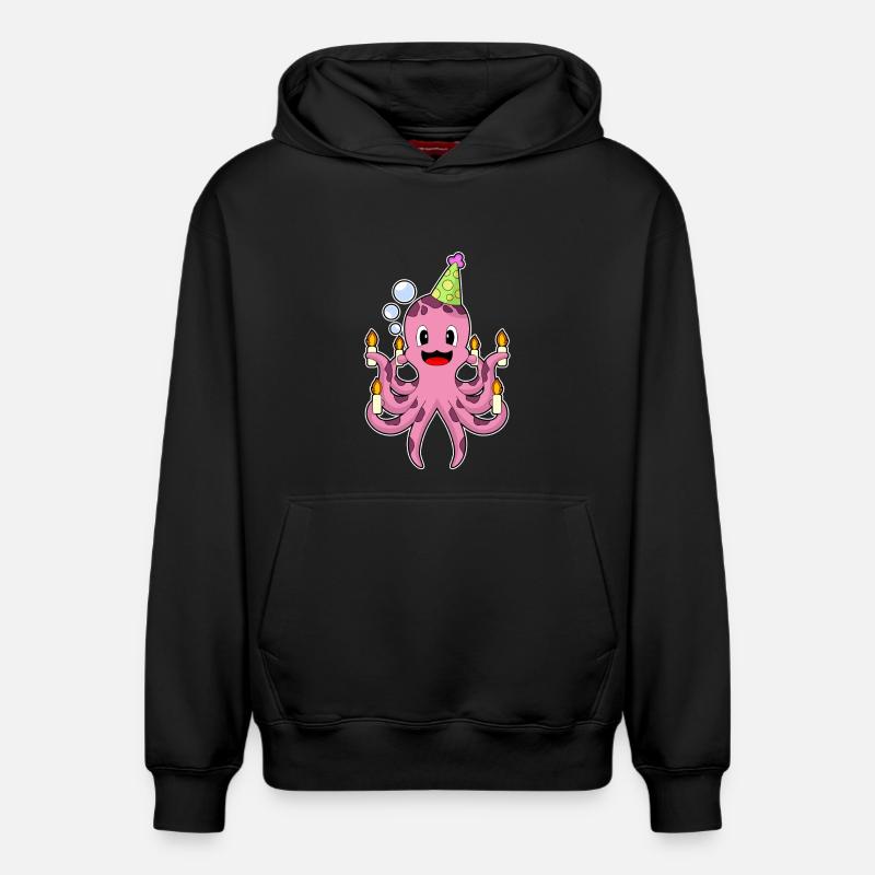 Bougies d’anniversaire Octopus - Sweat à capuche unisexe décontracté en coton biologique – de SPREAD - noir