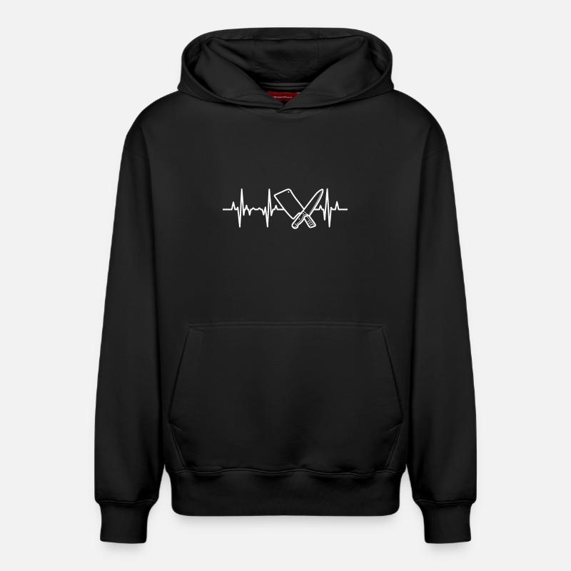Messer Hackbeil Herzschlag - Relaxed Unisex Organic Hoodie – von SPREAD - Schwarz