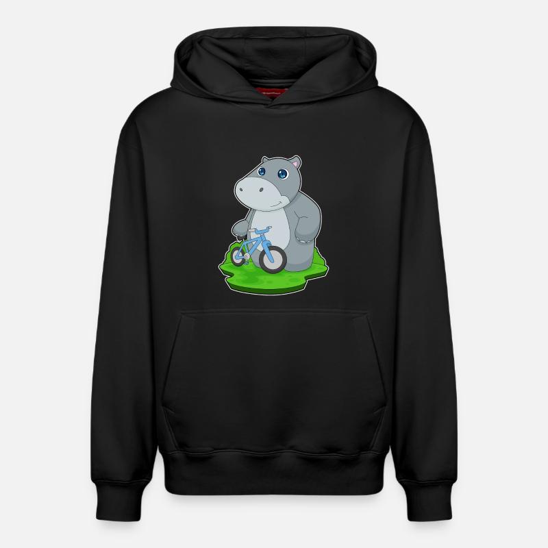 Hippopotame Bicyclette - Sweat à capuche unisexe décontracté en coton biologique – de SPREAD - noir