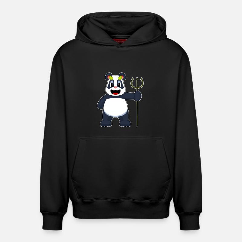 Panda Halloween Diable - Sweat à capuche unisexe décontracté en coton biologique – de SPREAD - noir