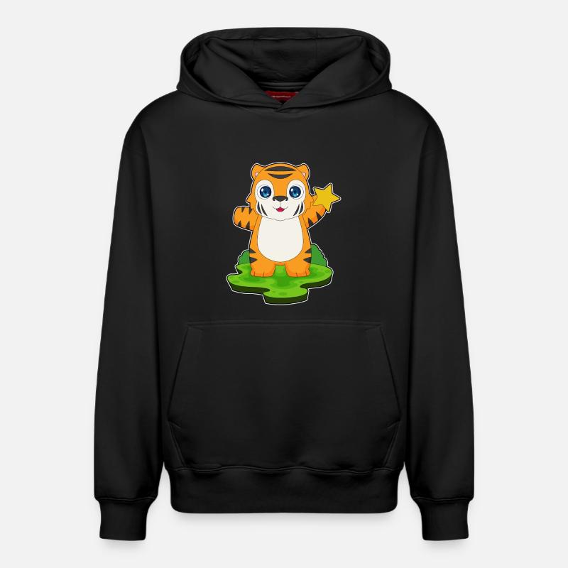 Étoile du Tigre - Sweat à capuche unisexe décontracté en coton biologique – de SPREAD - noir