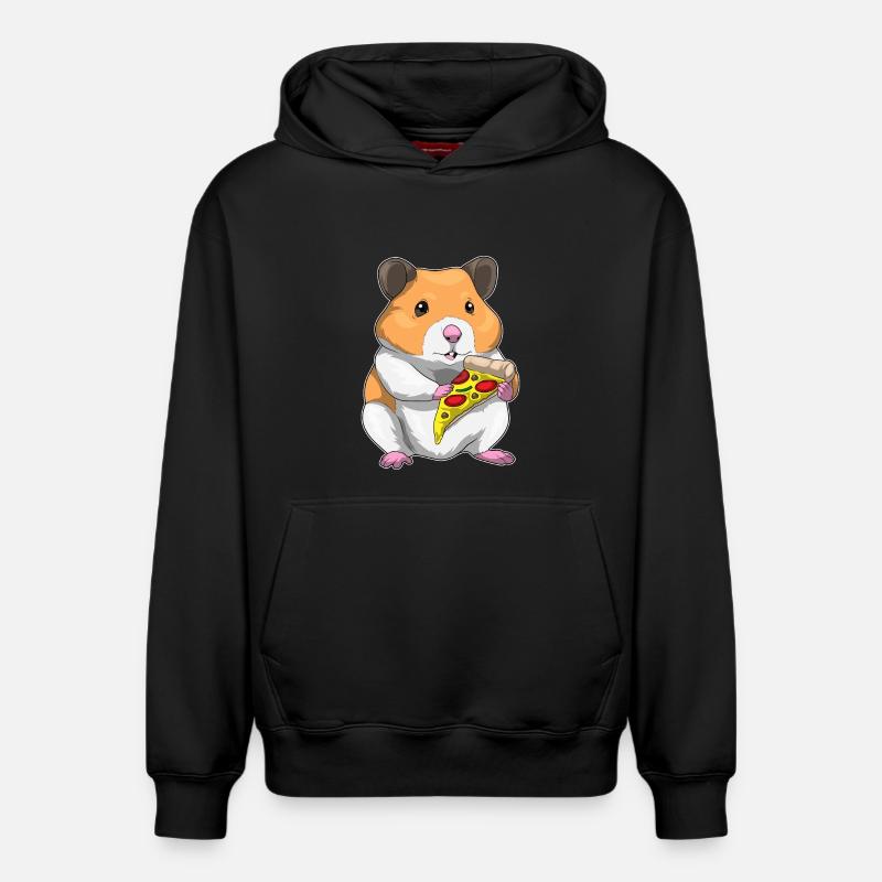 Hamster Pizza - Sweat à capuche unisexe décontracté en coton biologique – de SPREAD - noir