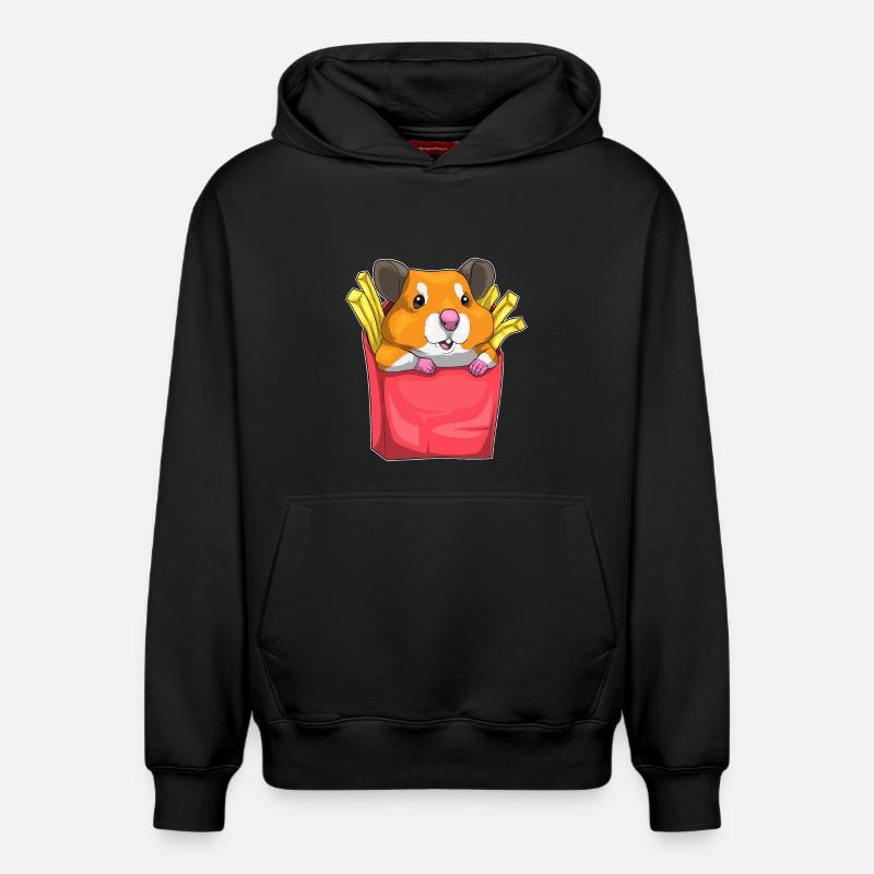 Frites de hamster - Sweat à capuche unisexe décontracté en coton biologique – de SPREAD - noir