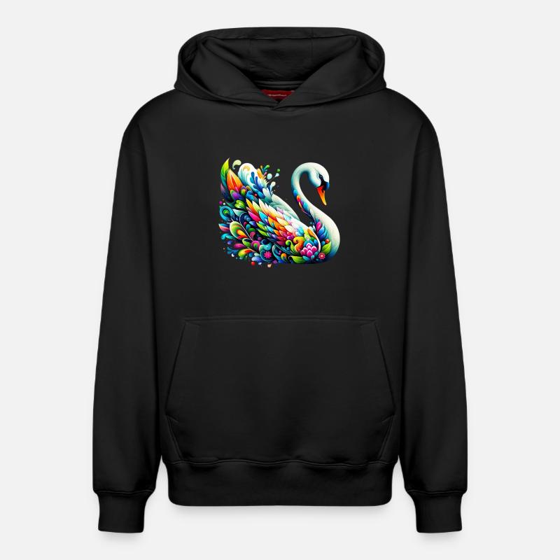Cygne - Sweat à capuche unisexe décontracté en coton biologique – de SPREAD - noir