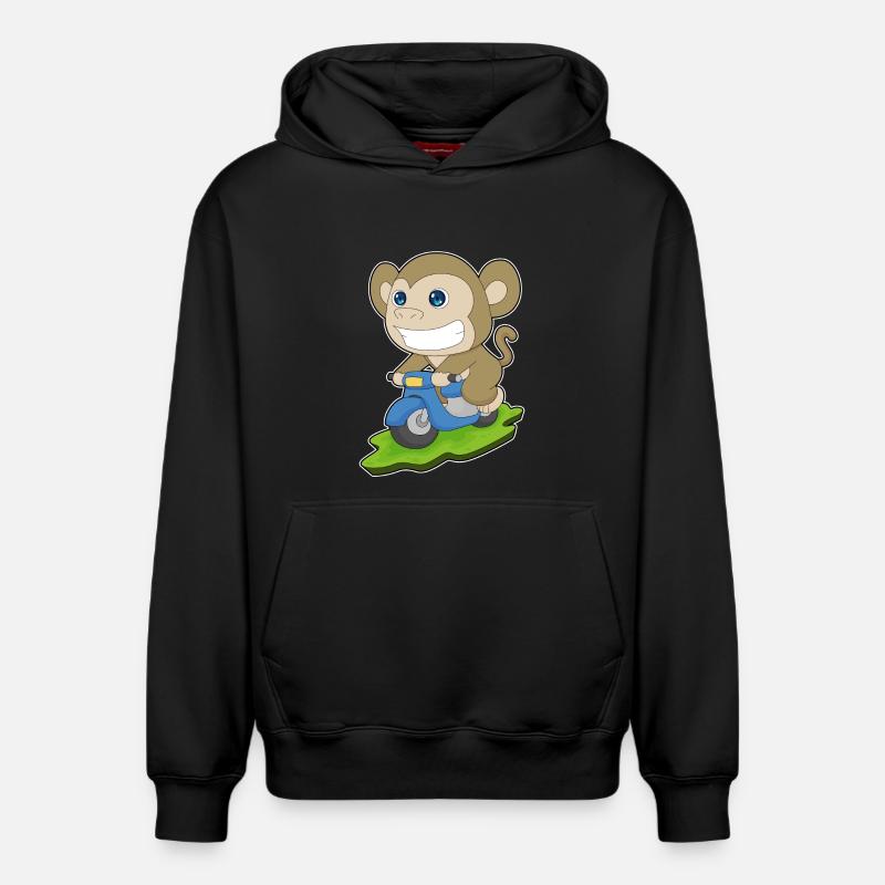 Affe Motorroller - Relaxed Unisex Organic Hoodie – von SPREAD - Schwarz