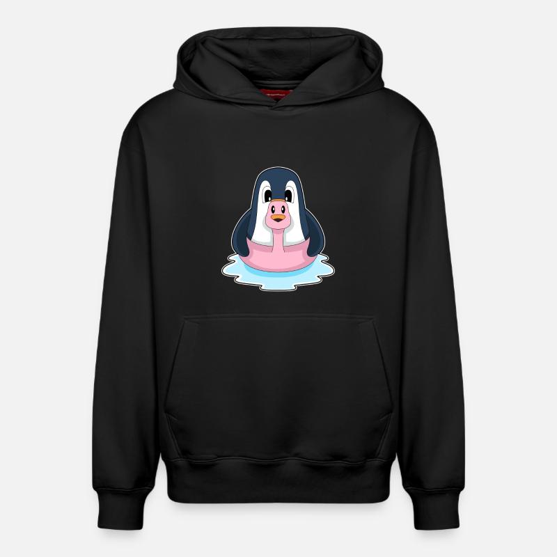 Flamant rose pingouin - Sweat à capuche unisexe décontracté en coton biologique – de SPREAD - noir