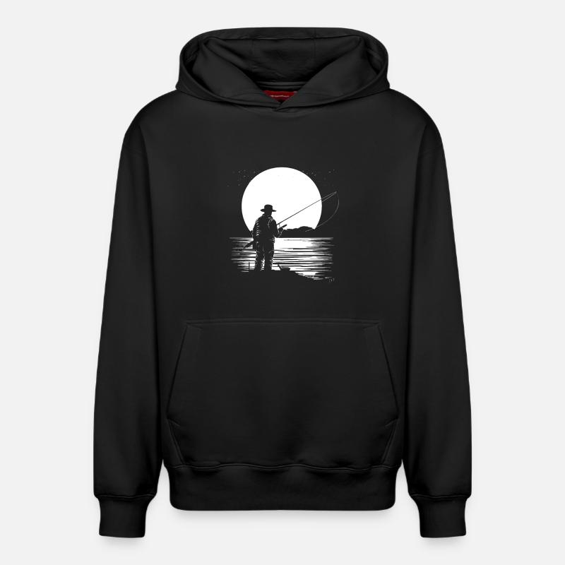 Graphiques de pêche - Sweat à capuche unisexe décontracté en coton biologique – de SPREAD - noir