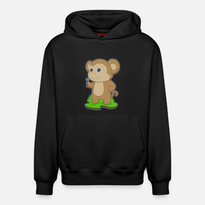 Fléchette de singe - Sweat à capuche unisexe décontracté en coton biologique – de SPREAD - noir