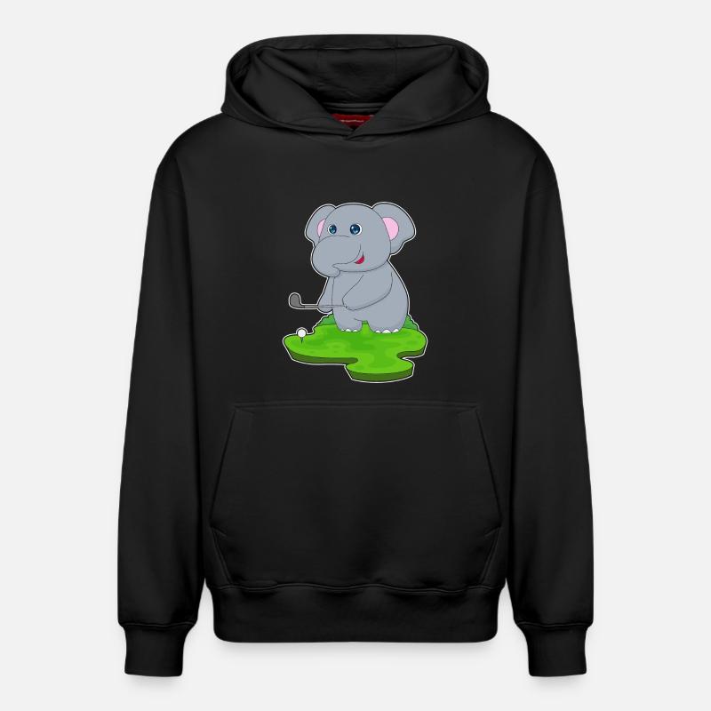 Elefant Golf Golfschläger - Relaxed Unisex Organic Hoodie – von SPREAD - Schwarz