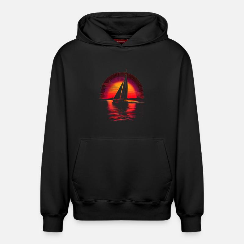Navigation Retrowave - Sweat à capuche unisexe décontracté en coton biologique – de SPREAD - noir
