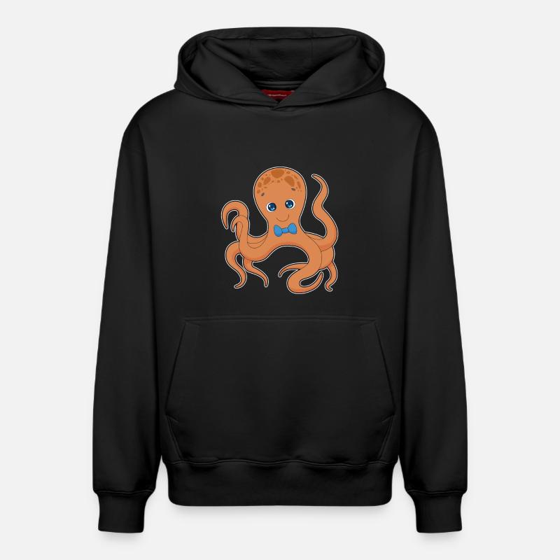 Octopus Gentleman Noeud papillon - Sweat à capuche unisexe décontracté en coton biologique – de SPREAD - noir