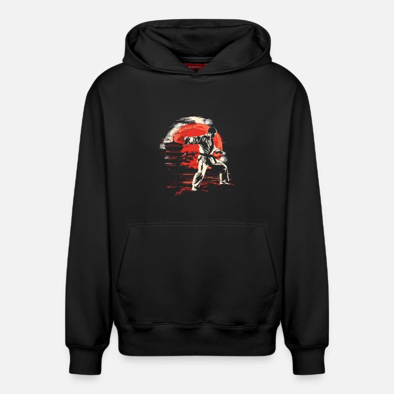 Graphiques Karateka - Sweat à capuche unisexe décontracté en coton biologique – de SPREAD - noir