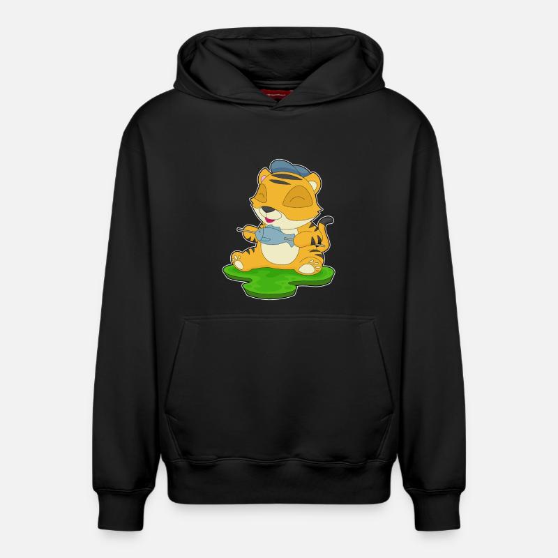 Poisson pêcheur tigre - Sweat à capuche unisexe décontracté en coton biologique – de SPREAD - noir